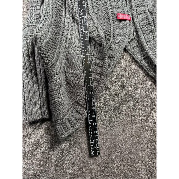 Saks Fifth Avenue Sweater Womens Large Gray Cable Open Front Shawl Cardigan - Picture 8 of 9